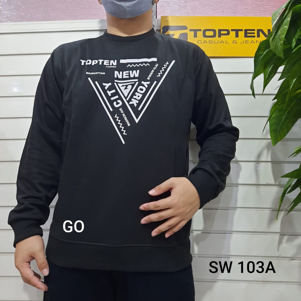 gos  L SWEATER TOPTEN Polos Pakaian Pria Outerwear Cardigan Hoodie Jaket Casual Motif Lengan Panjang