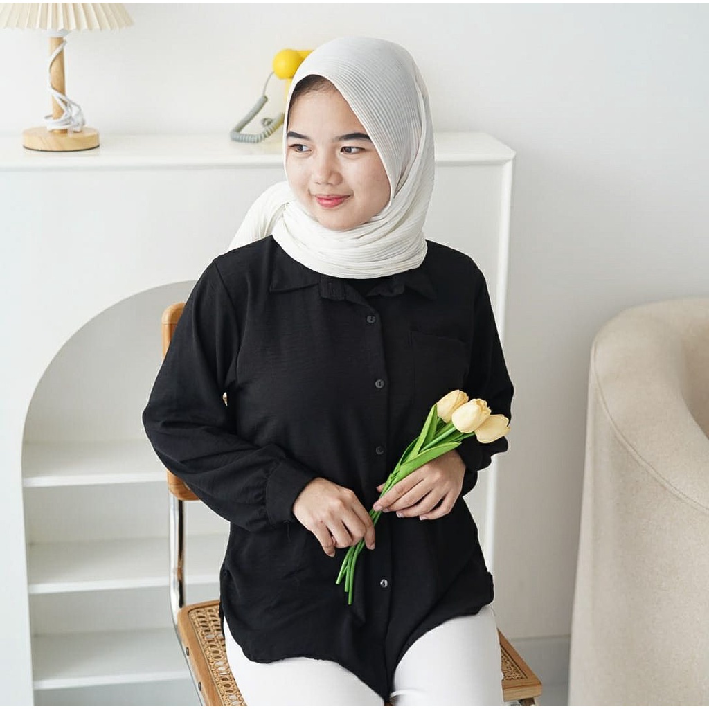 BEFAST - ZFS OOTD Wanita kemeja ANJU / VIVIAN OVERSIZE CRINCLE SHIRT KEMEJA / Kemeja Lengan Panjang / Kem Polos Casual / Fashion Kerja Wanita Modis / Terbaru 2022 / Terlaris