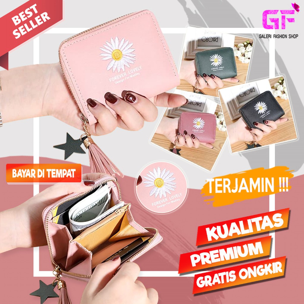 DOMPET WANITA MINI KARTU LIPAT KECIL CEWEK FASHION KOREA WALLET SIMPLE KULIT IMPORT MURAH COD GF604