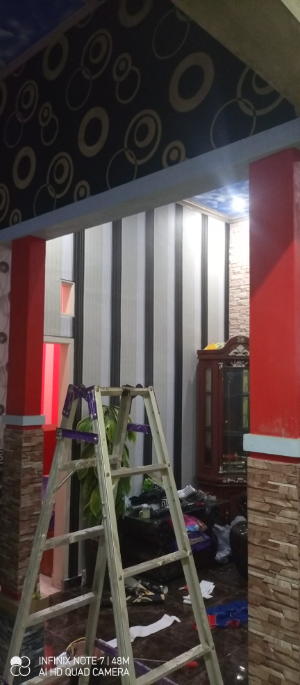 Wallpaper Dinding Bulat Lingkaran Abu Abu Elegan