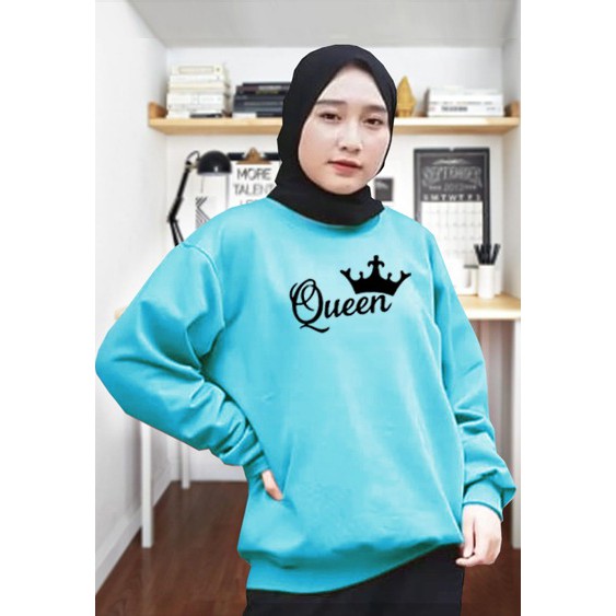 Kaos Lengan Panjang QUEEN / Kaos Sweatshirt / Atasan Wanita / Atasan Wanita Lengan Panjang