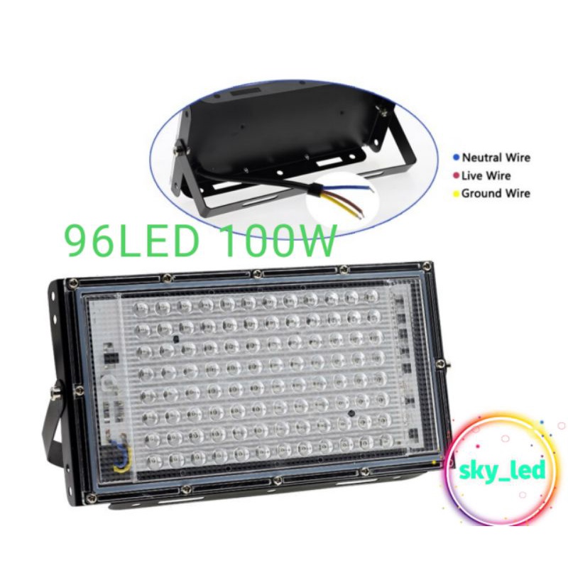 LAMPU SOROT LED 100W  96LEDTAMAN TEMBAK FLOODLIGHT WATERPROOF OUTDOOR