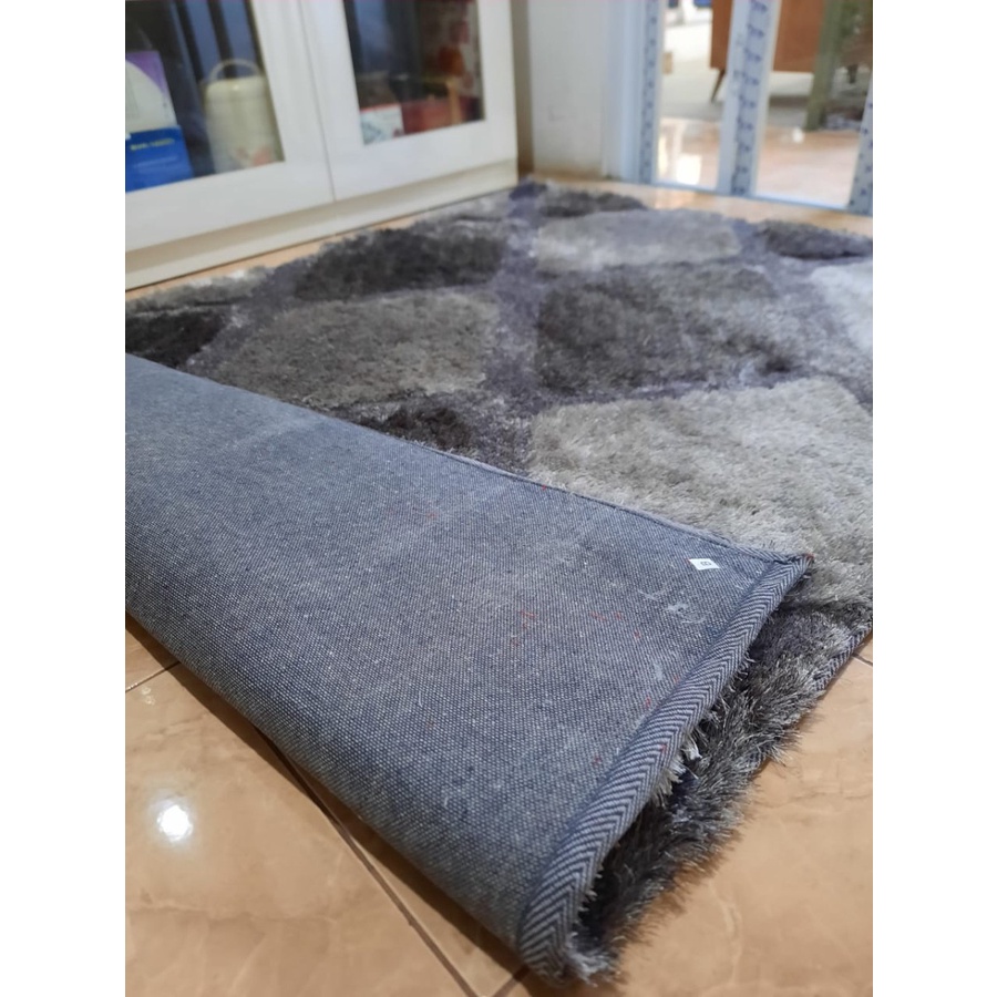 KARPET SHAGGY ALICE PATTERN RUG 140X200 GREY-4