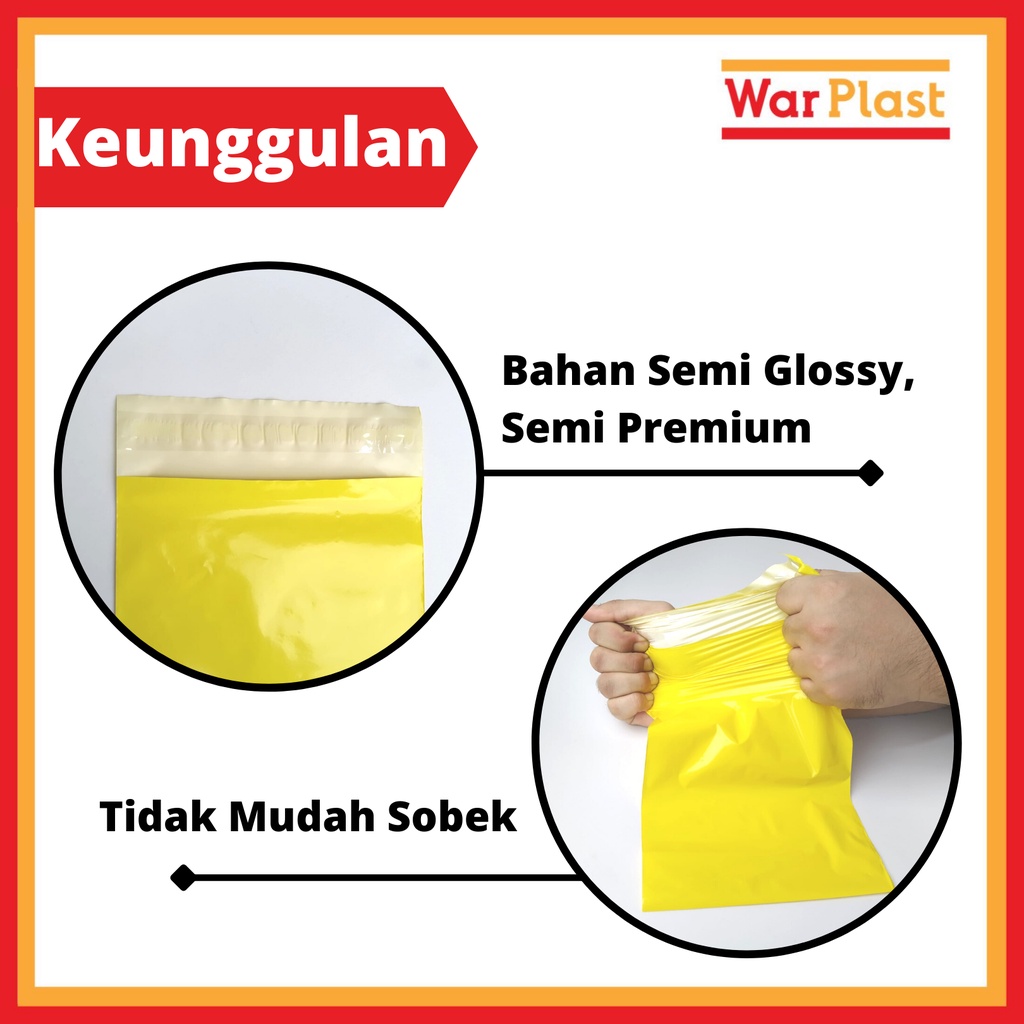 Plastik Packing Olshop Polymailer Amplop Plastik dengan Perekat Semi Premium - Uk 17x30 - Kuning