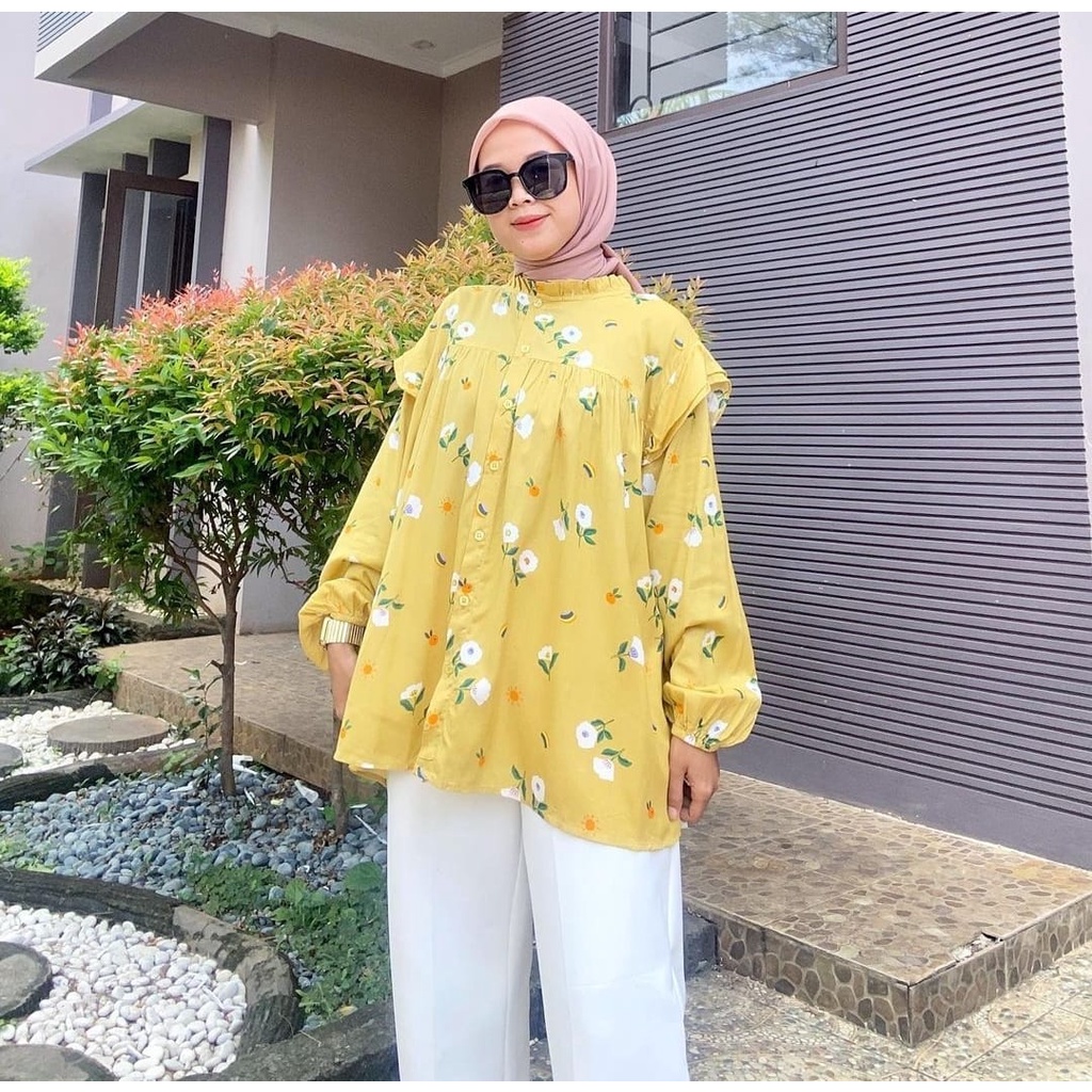 QUALIO OVERSIZE BLOUSE KEMEJA PREMIUM RAYON ORIGINAL 100%