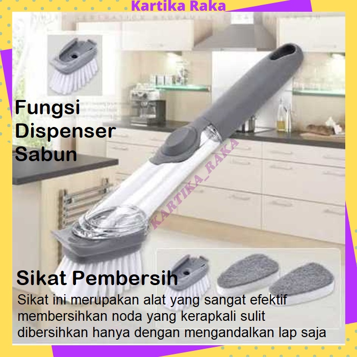 Sikat Pembersih Kamar Mandi Dapur WC Toilet Gagang Panjang 24 CM Serbaguna Dengan Dispenser Sabun Air KARTIKA RAKA