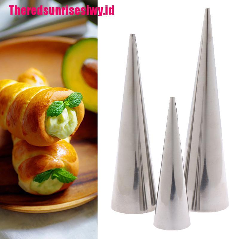 12 Pcs Tabung Kerucut Spiral Bahan Baja Untuk Cetakan Krim Roti Croissant