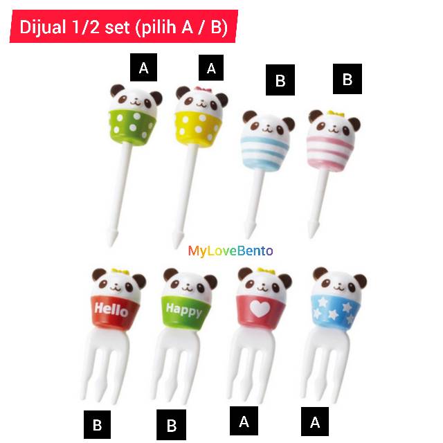 Tusukan Bento Pick Cup Panda Bear Food Picks & Forks Tools Cucusan Bento Fork Pick Garpu Buah-5