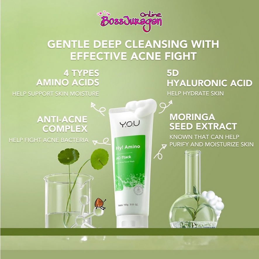 (BOSS) YOU Hy! Amino Oil Control Facial Wash | Hydrating - Brightening - Anti-Acne - Pembersih Wajah Y.O.U