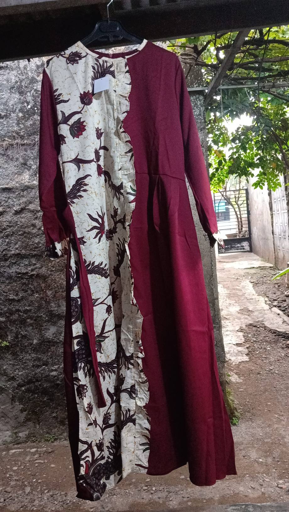 Gamis Batik Kombinasi Baju Muslimah Wanita All Size Bahan Katun Murah