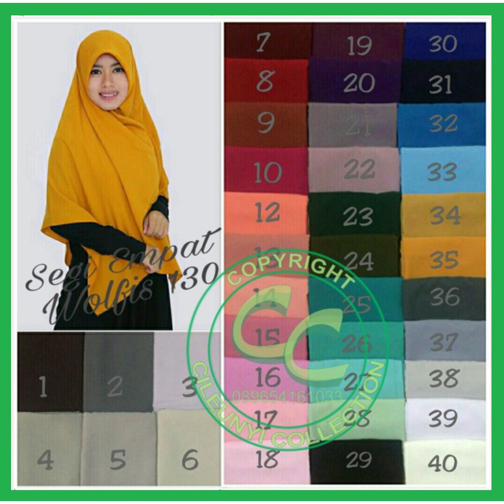 ✅✅ NO PO Segi Empat Wolfis Syar'i  Jumbo Jilbab Wolpeace Grade A 130x130 Harga Promo Hijab Square