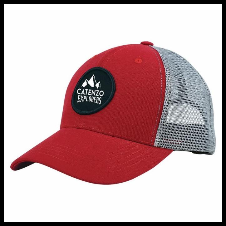 Topi Pria Distro/Topi Trucker Jaring Pria Merah Original Catenzo Zn103