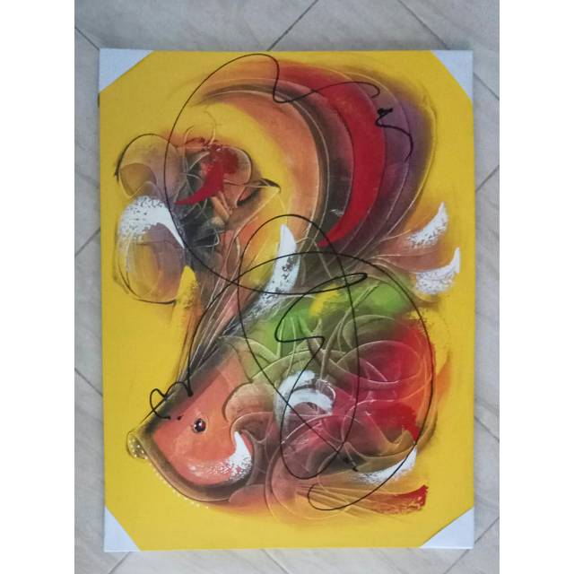 Jual Lukisan Lembaran Abstrak Ikan Orange Indonesiashopee Indonesia
