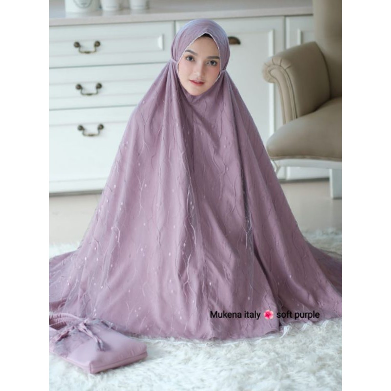 Mukena cantik dan mewah Italy Delanova original
