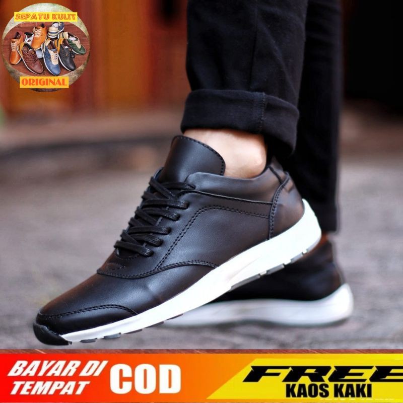 (COD) Sepatu Sneakers Casual Black Hitam lari jogging sport running sneaker olahraga kasual  Santai