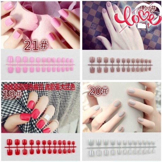 (NCS) KUKU PALSU 24 Pc False Nails Fake Panjang POLOS TANPA LEM 1 WARNA