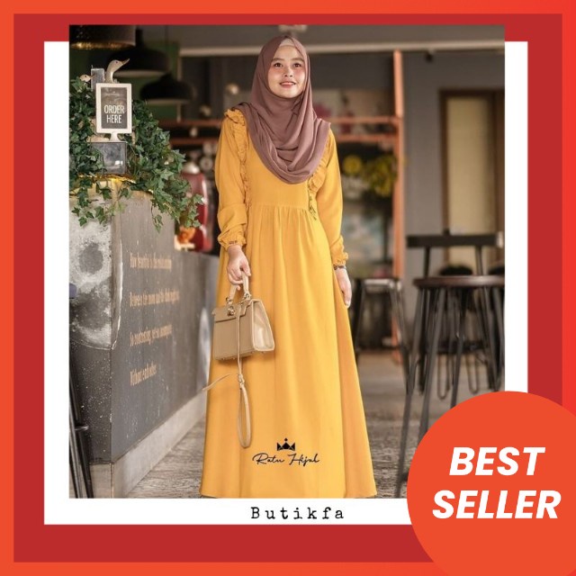 GAMIS POLOS KUNING NALDA BY RATU HIJAB XS S