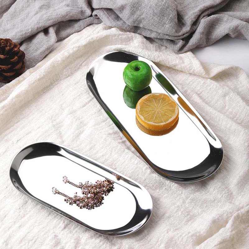 Stainless Steel Towel Tray Decorative Serving Trays for Bathroom Vanity Countertops Closets Dressers