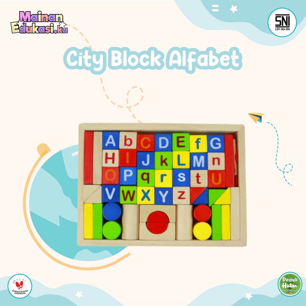 Mainan Edukasi / Balok City Block Alfabet / Agdia Toys / 30x21x3 cm