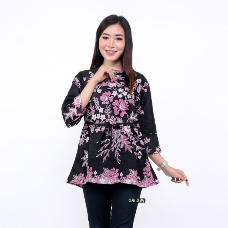 ATASAN BATIK WANITA M L XL XXL-E Blus Sakura pink