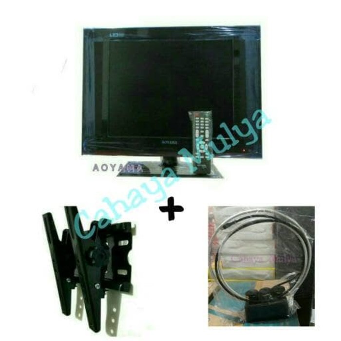 Televisi LED Aoyama 15" + Bracket TV Maxxis 10"-32" + Antena TV Indoor