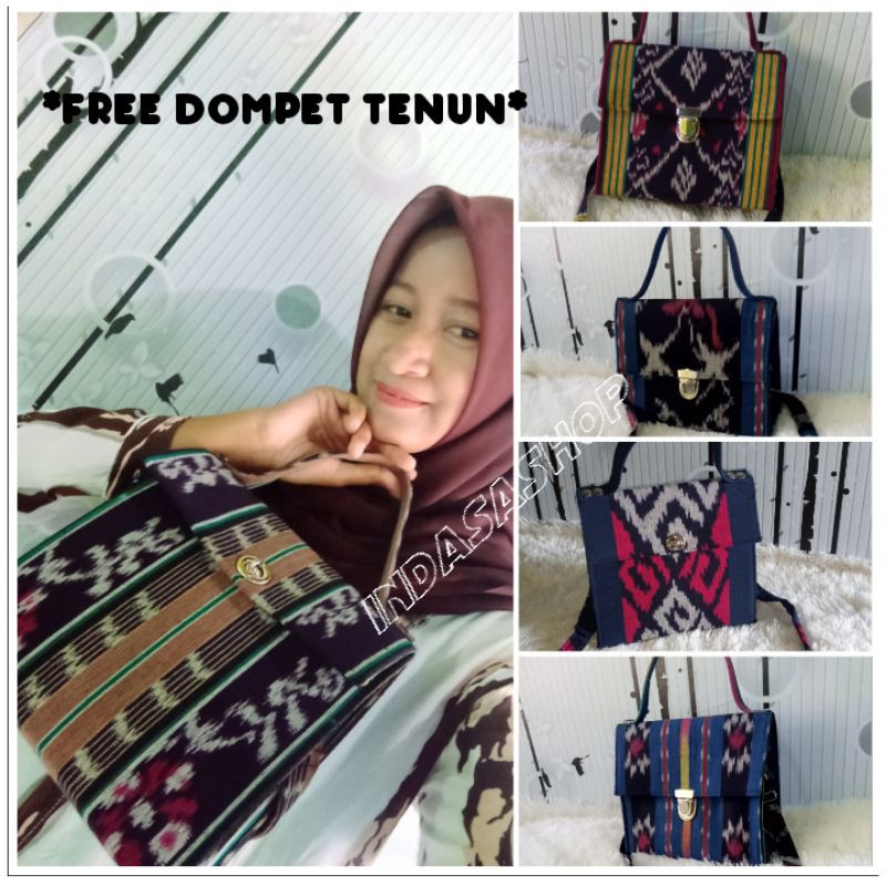 (FREE DOMPET TENUN)TAS TENUN SELEMPANG ETNIK BAHAN BLENGKET