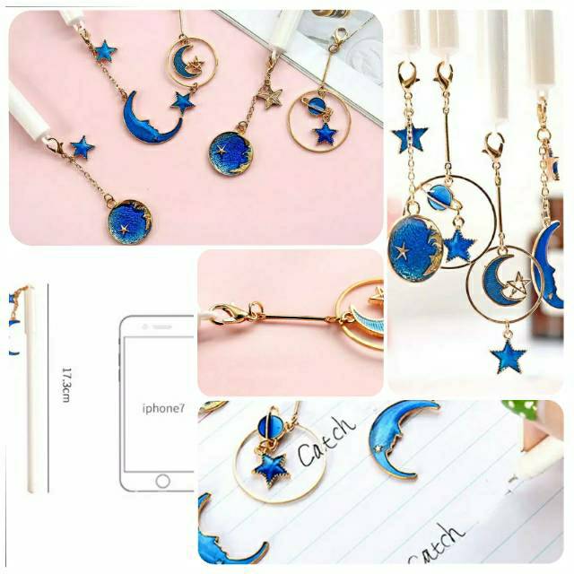 

Planet Moon Star Pendant Gel Pen / Bulpen Gel Bentuk Bulan Bintang Lucu Unik Korea