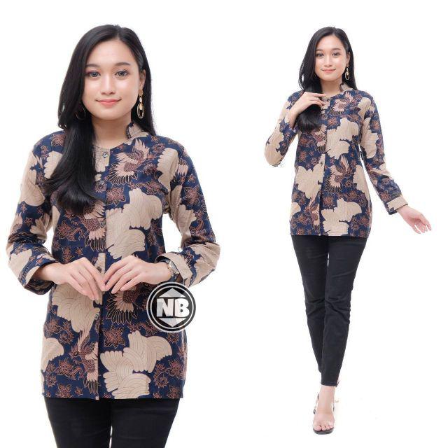 tey-17 Batik wanita ASJ SA HRB026 Kenongo Kemeja Tosca Pendek-9 poli