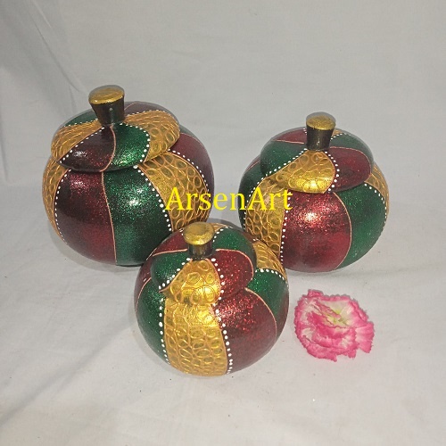 Pajangan Toples Kayu Antik Keller Kayu Antik 1 Set Isi 3 Pcs Bisa Pilih Motif