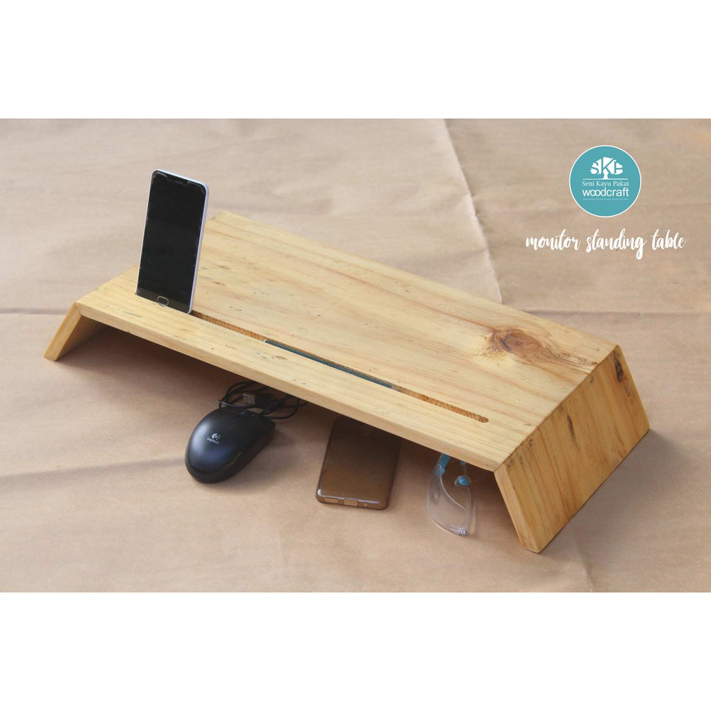 Meja Monitor Standing Table iMac Slim Wooden Table Meja