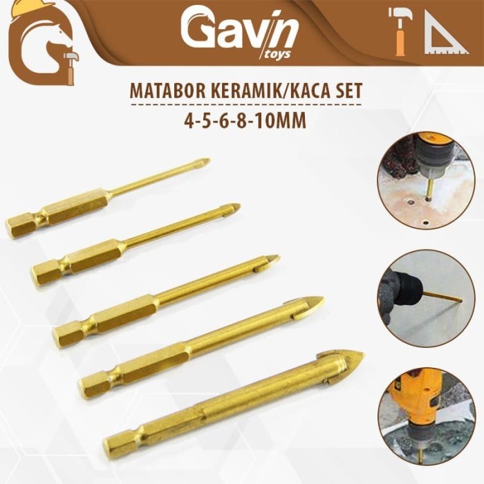 GOOD Set 5pcs Mata Bor Keramik Kaca Drill bit Ceramic Tembok