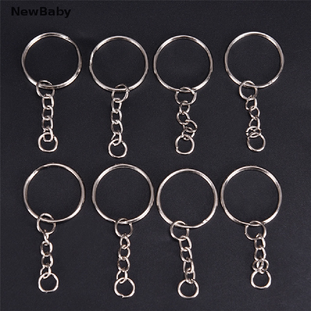 Newbaby 50PCS Ring Gantungan Kunci Silver Polished 25mm DIY