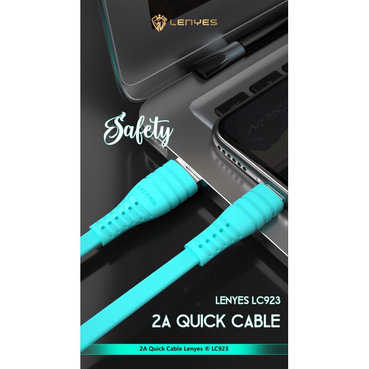 LENYES LC-923 Kabel data fast charging 2A Iphone Lightning android Type C Micro USB anti putus 1 Meter kabel cas original