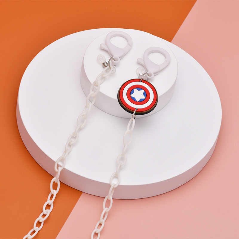 XiaoboACC Strap Masker Kalung Rantai Dengan Liontin Topeng Marvel Hero Spiderman / Captain America / Superman - 50cm