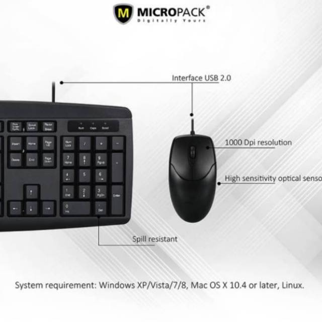 MICROPACK KM-2003 Wired Combo Keyboard Mouse  - Original