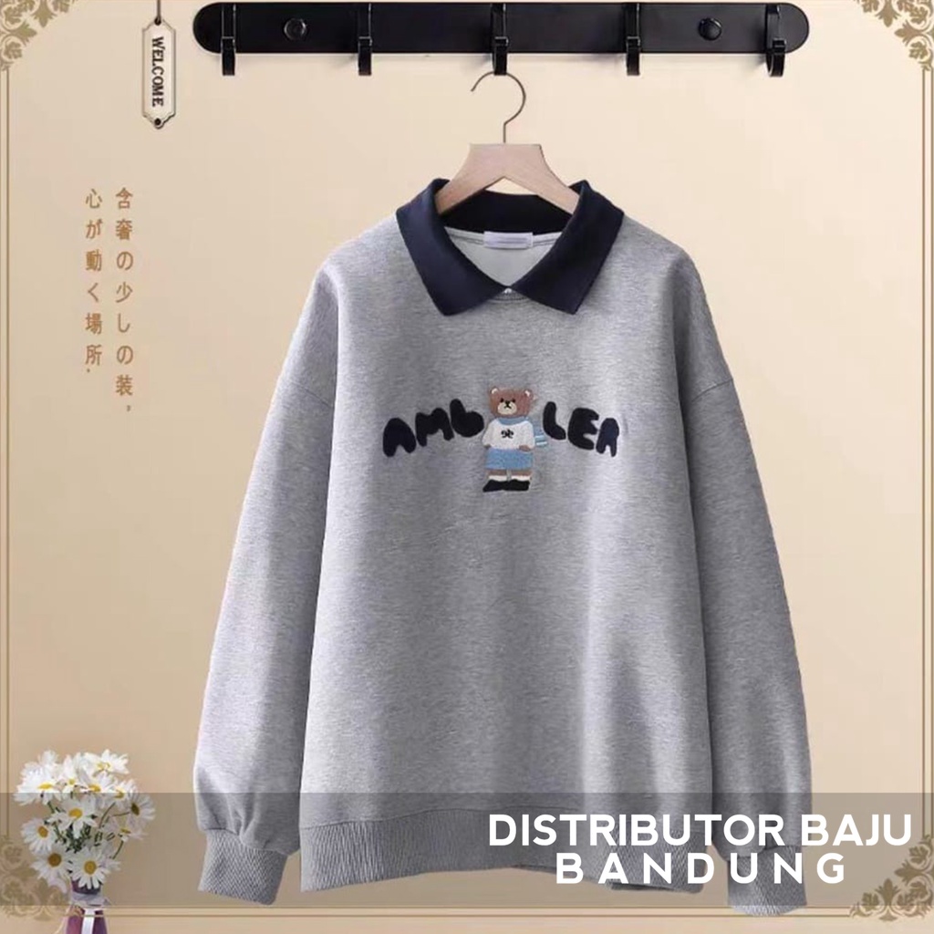 Winter Bear Ambler Sweater Berkerah Wanita Dan Pria Bahan Fleece Allsize Collar Sweatshirt Terbaru