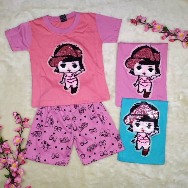 Ss#290 Pakaian Anak Perempuan Size 1-8tahun Model Za-ra Kids Sequin Usap Ganti Warna / Baju Lol