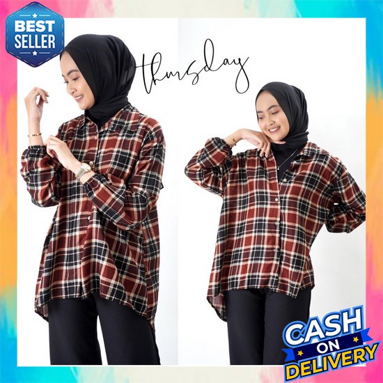 Kemeja Korean Style Wanita Bigsize Jumbo Terbaru Ukuran Besar Kotak Kekinian Korea Cewek Besar Overs