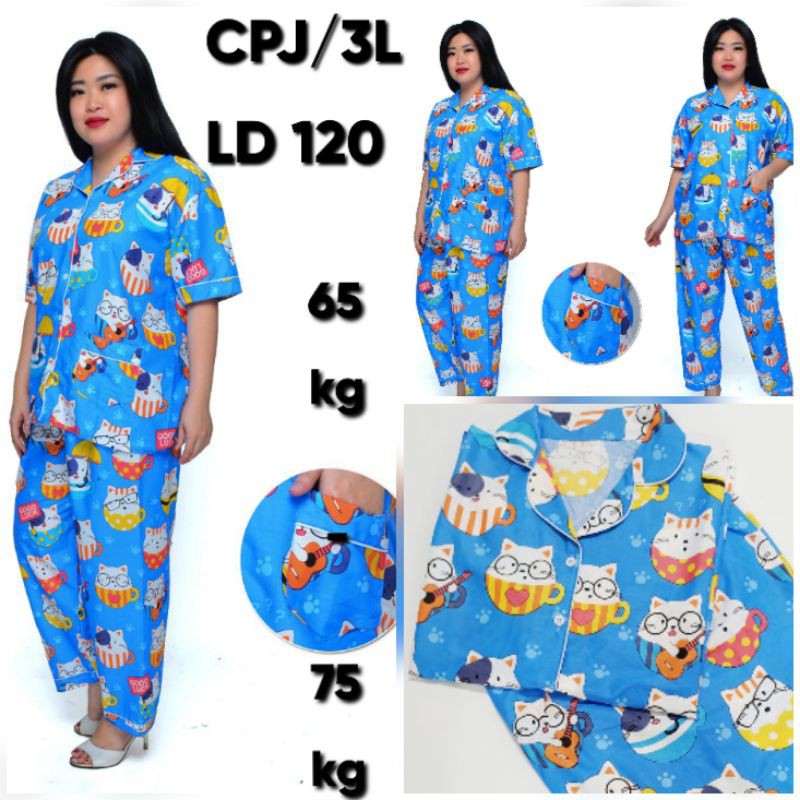 BAJU TIDUR BIG SIZE LD 120 130/PIYAMA SET CELANA JUMBO MOTIF KARAKTER