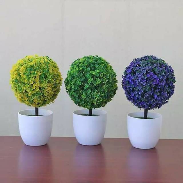 Tanaman Bonsai Hiasan Buatan Bola Pot Bunga Dekorasi Rumah Ruang Tamu Hias Kantor Palsu