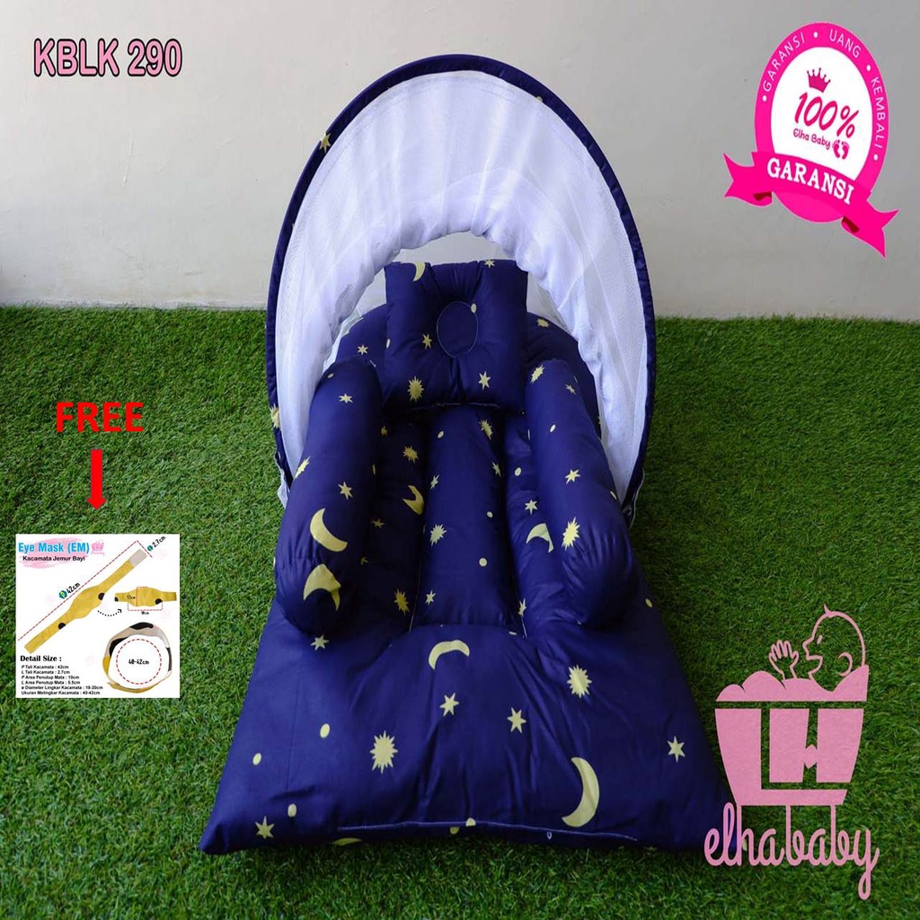 Kasur Lipat Bayi Set Kelambu Bantal Guling | Tempat Tidur Anak Baru Lahir Motif Lucu Bonus tas lucu kasur bayi elha baby elhababy