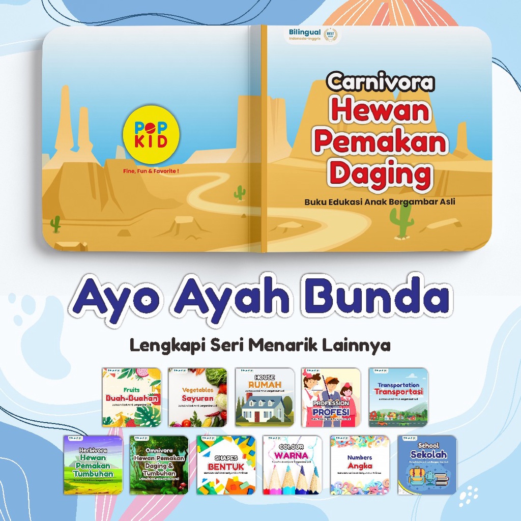 PAKET 6 PCS BUKU MINI BOOK PENGENALAN PENGETAHUAN BILINGUAL ANIMASI EDUKASI ANAK BAYI PAUD