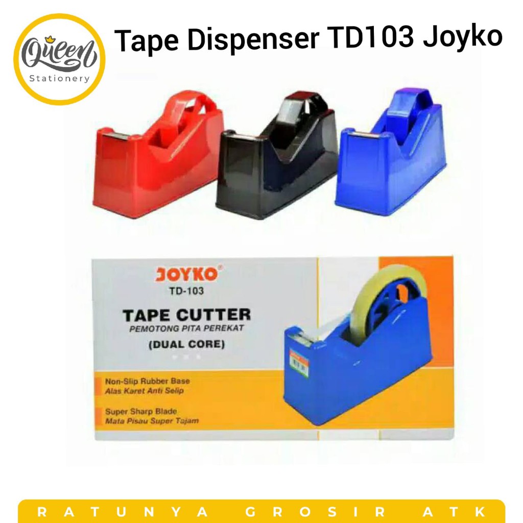 

TAPE DISPENSER TD103 JOYKO (002730) / PEMOTONG SOLASI / PEMOTONG ISOLASI / ALAT POTONG SOLASI