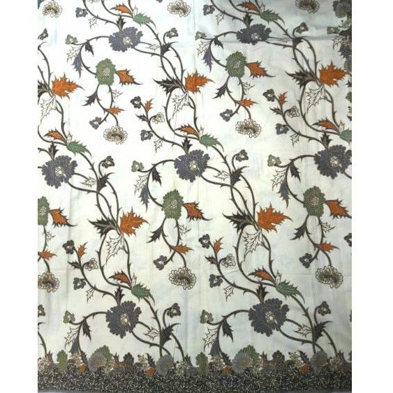 Batik santoso hitam manis motif daun putih