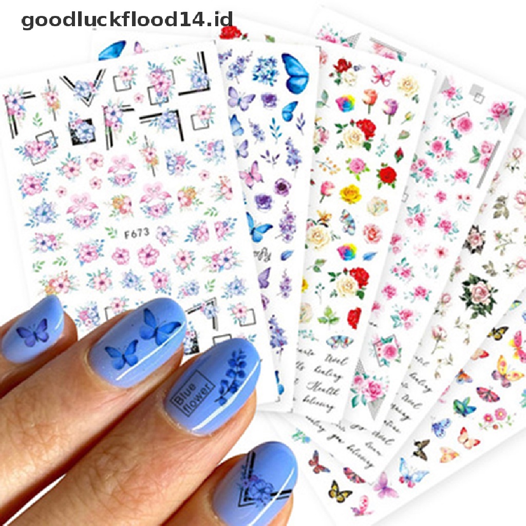 [OOID] Holographic Butterflies Nails Art Manicure Stickers Flowers Nail Decoration ID