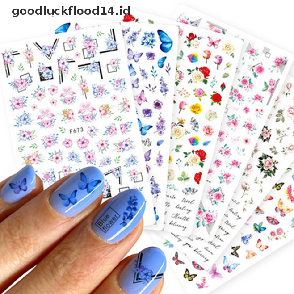 [OOID] Holographic Butterflies Nails Art Manicure Stickers Flowers Nail Decoration ID