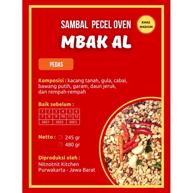 

Sambel pecel oven Mbak Al PEDAS