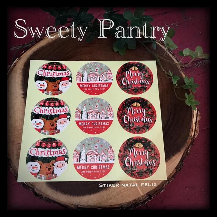 

(BAYAR DITEMPAT) STIKER TOPLES KUE KERING/ DUS/BOX KUE NATAL MOTIF FELIX - 90 PCS KODE 604