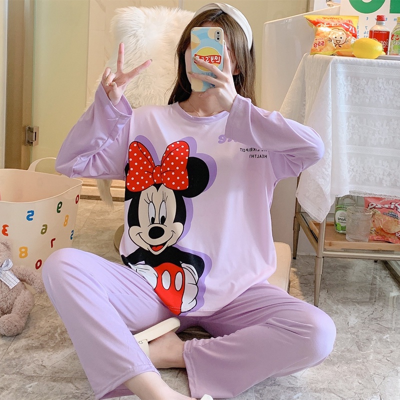 1116 SETELAN SET BAJU KAOS TIDUR PIYAMA KEKINIAN PP SPANDEK IMPORT FASHION WANITA KOREA LENGAN CELAN
