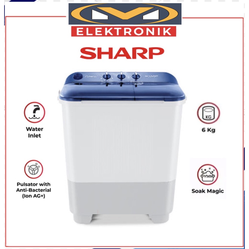 MESIN CUCI 2 TABUNG SHARP T65 NT LOW WATT